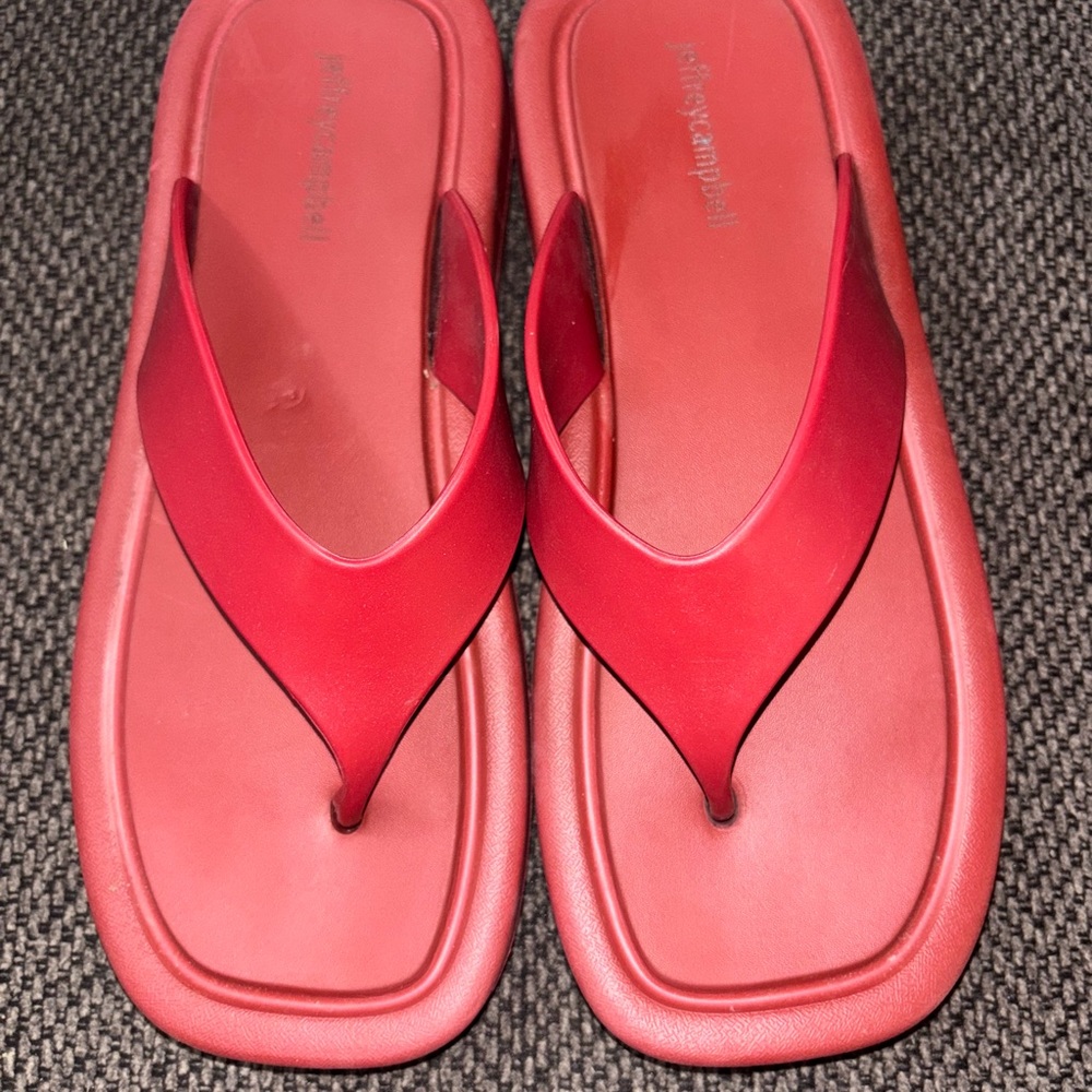 Jeffery Campbell Red Flip-Flops platform size 9